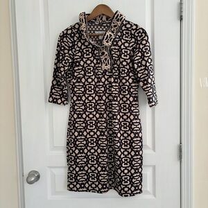 Gretchen Scott Dress Ruffle Collar Geometric Print